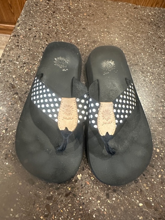 Shoes - Yellow Box Black Polka Dot Flip-Flop Sandals